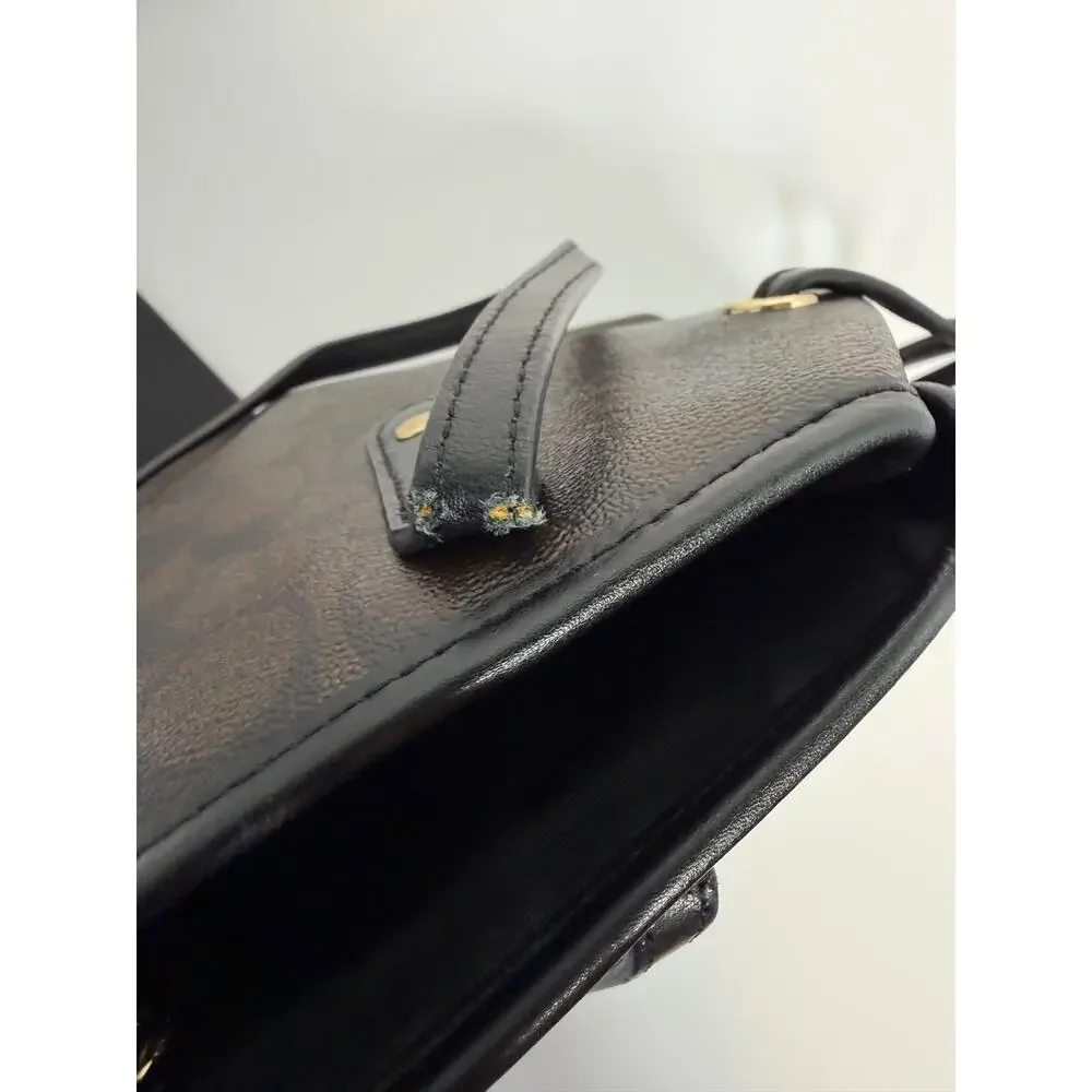 Coach F57842 Signature City Tote Brown Black Monogram PVC Leather Shoulder Bag